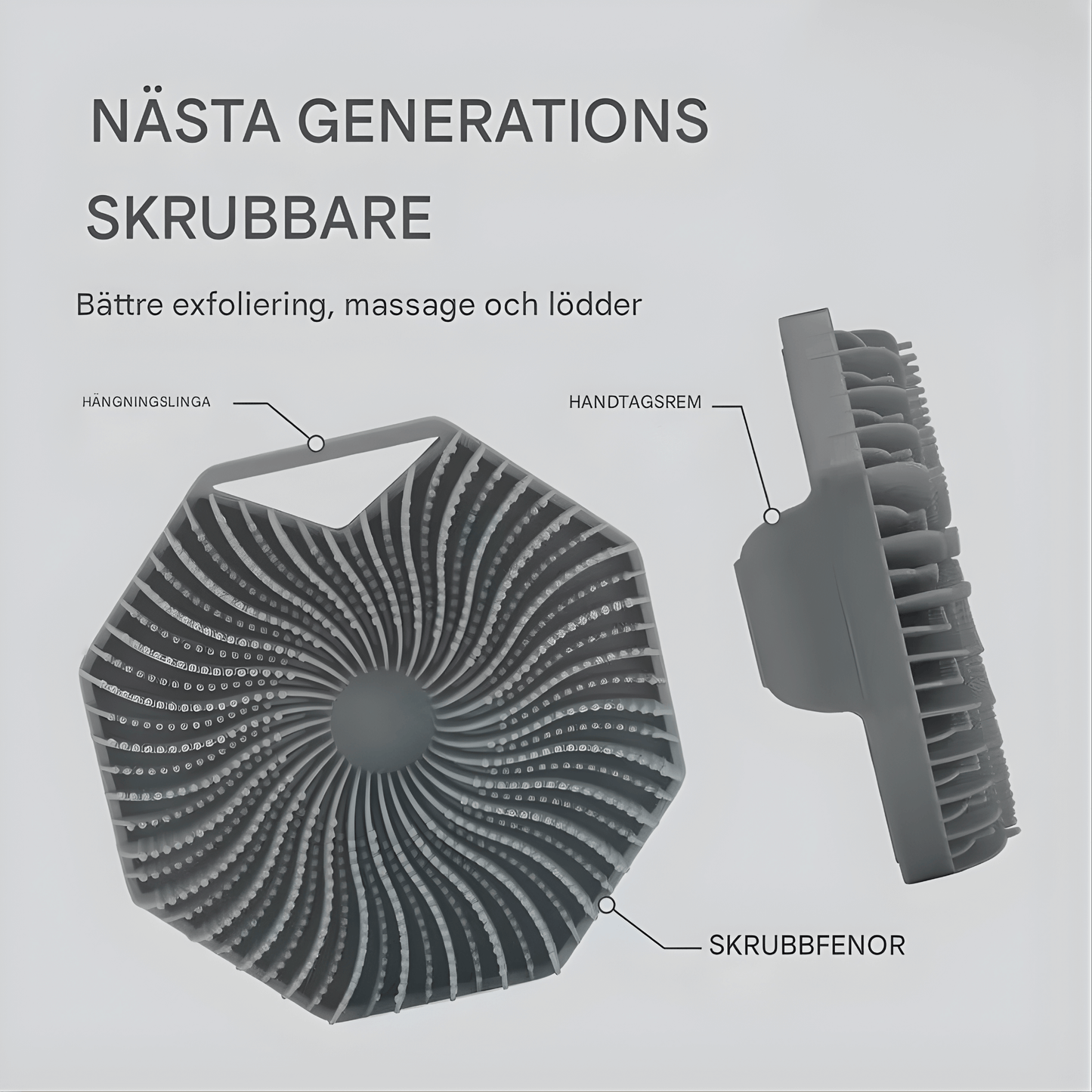 PureScrub – Silikonborste för Dusch & Kroppsrengöring med Massage- och Exfolieringseffekt