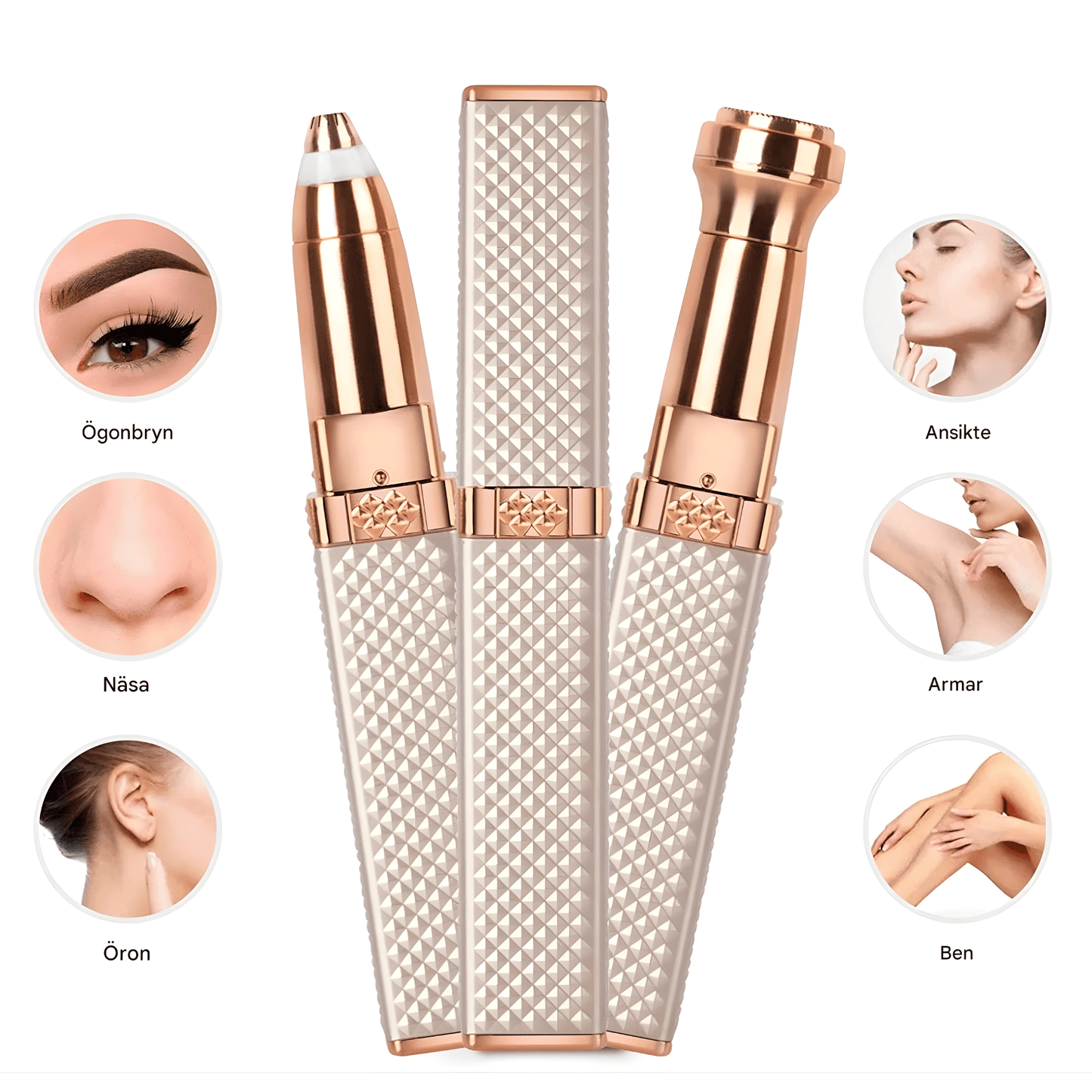 SofiGlow – 2-i-1 Elektrisk Epilator & Ansiktstrimmer för Kvinnor med Inbyggt Ljus & 18K Guldpläterat Huvud