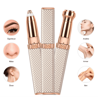 SofiGlow – 2-i-1 Elektrisk Epilator & Ansiktstrimmer för Kvinnor med Inbyggt Ljus & 18K Guldpläterat Huvud