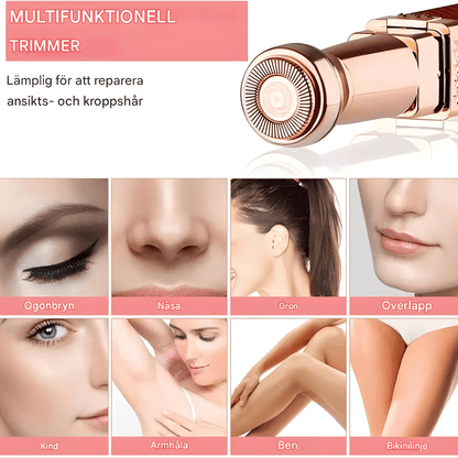 SofiGlow – 2-i-1 Elektrisk Epilator & Ansiktstrimmer för Kvinnor med Inbyggt Ljus & 18K Guldpläterat Huvud