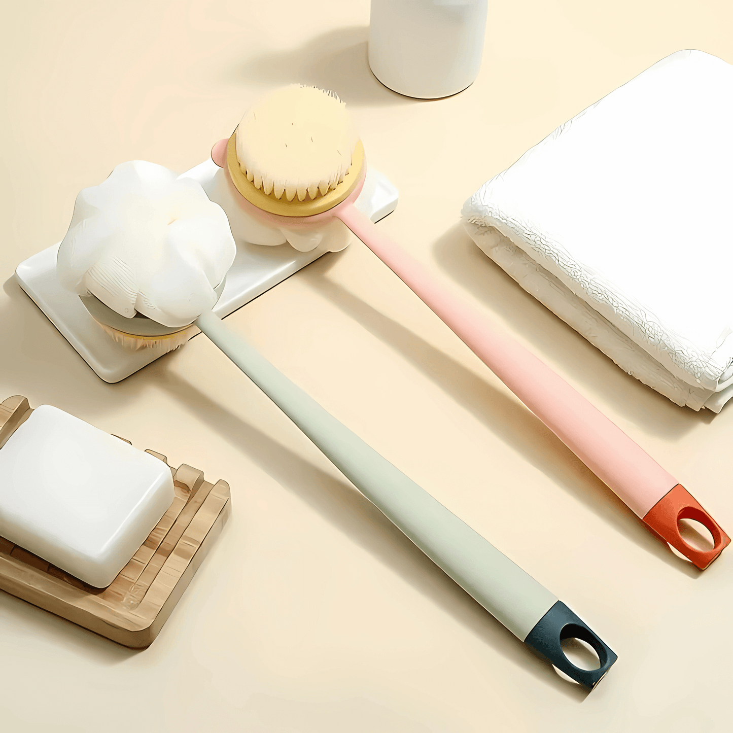 SilkScrub – Ryggborste med Långt Handtag & Dubbelsidig Mjuk Svamp för Bad och Massage