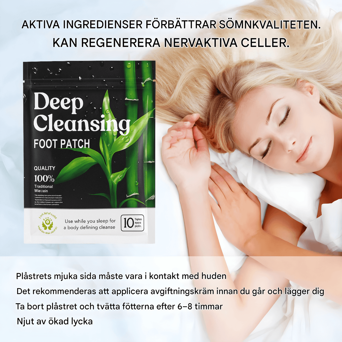 PureSole – Naturliga Detox Fotplåster med Bambuvinäger & Ingefära för Avslappning och Välmående