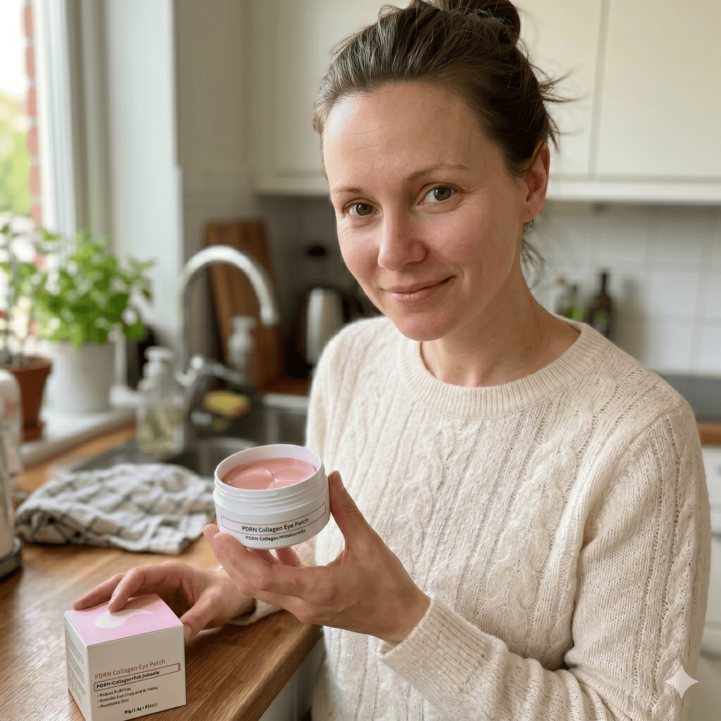AquaVeil – 60-pakning med rosa kollagen-hydrogel-øyeplaster med niacinamid, laks-PDRN og vitamin B12 – koreansk hudpleie mot mørke ringer, hevelser og fine linjer