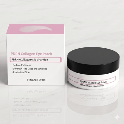 AquaVeil – 60-pakning med rosa kollagen-hydrogel-øyeplaster med niacinamid, laks-PDRN og vitamin B12 – koreansk hudpleie mot mørke ringer, hevelser og fine linjer
