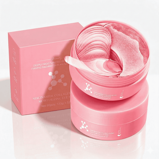 AquaVeil – 80-pack Koreansk Niacinamid & Kollagen Ögonmask för Fukt, Mörka Ringar och Fina Linjer