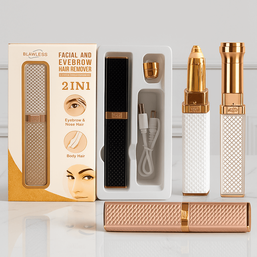 SofiGlow – 2-i-1 Elektrisk Epilator & Ansiktstrimmer för Kvinnor med Inbyggt Ljus & 18K Guldpläterat Huvud