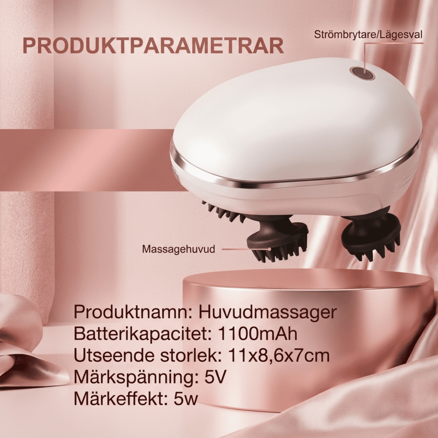 CrownPulse – Elektrisk Hårbottenmassager med 8 Infraröda Röda Ljusdioder – Hårtillväxt, Stressavlastning