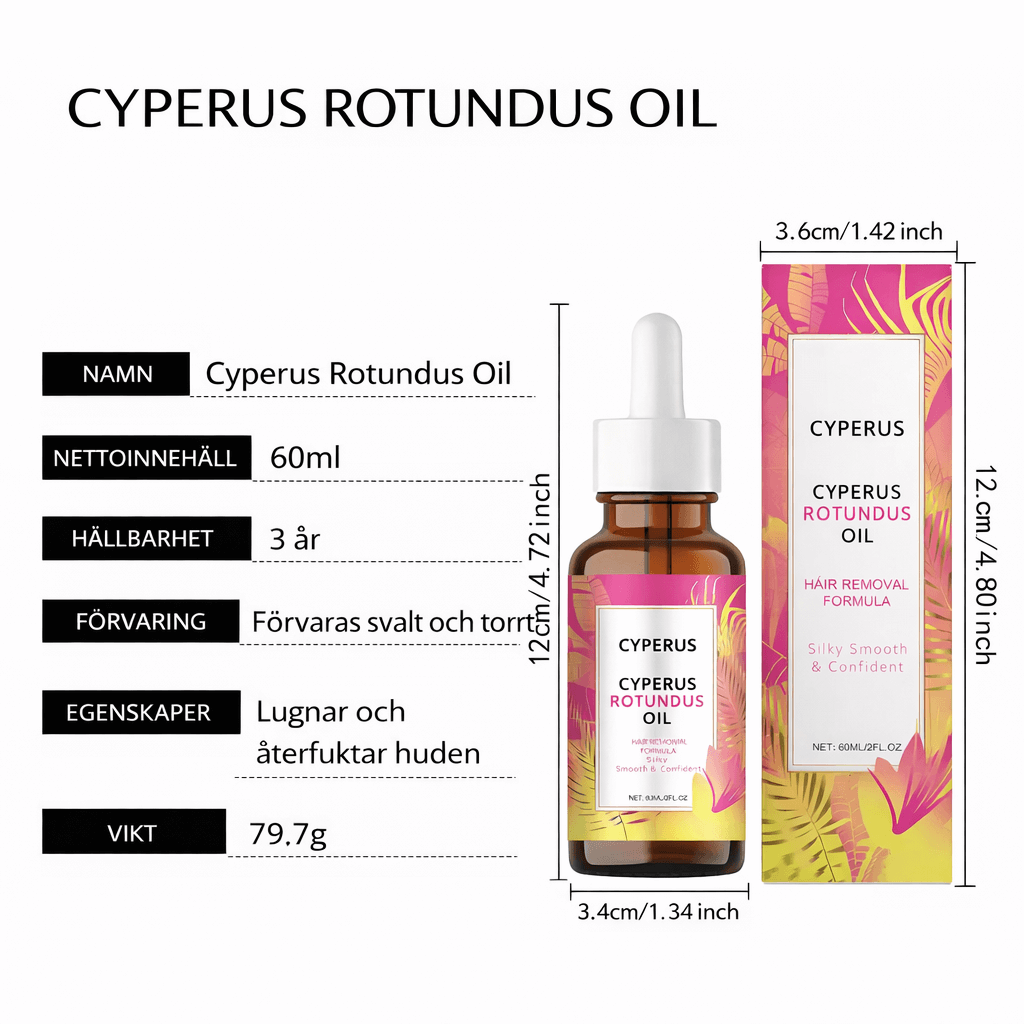 CyraSilk – Eftervårds- & Hårväxtreducerande Olja för Eftervård, Cyperus Rotundus Lugnande Återfuktning