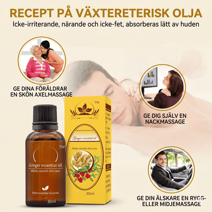GingerFlow – Naturlig Massageolja för Lymfdränering Värmande Ingefärsglidolja med Jojobaolja och Ingefärsrotextrakt