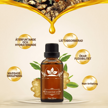 GingerFlow – Naturlig Massageolja för Lymfdränering Värmande Ingefärsglidolja med Jojobaolja och Ingefärsrotextrakt