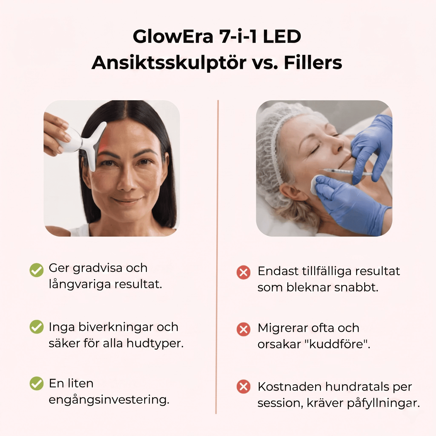 GlowEra – Ansiktsverktyg med EMS, Värme, Vibration och 7-färgers LED-ljus för Hudföryngring Hemma