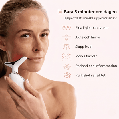 GlowEra – Ansiktsverktyg med EMS, Värme, Vibration och 7-färgers LED-ljus för Hudföryngring Hemma