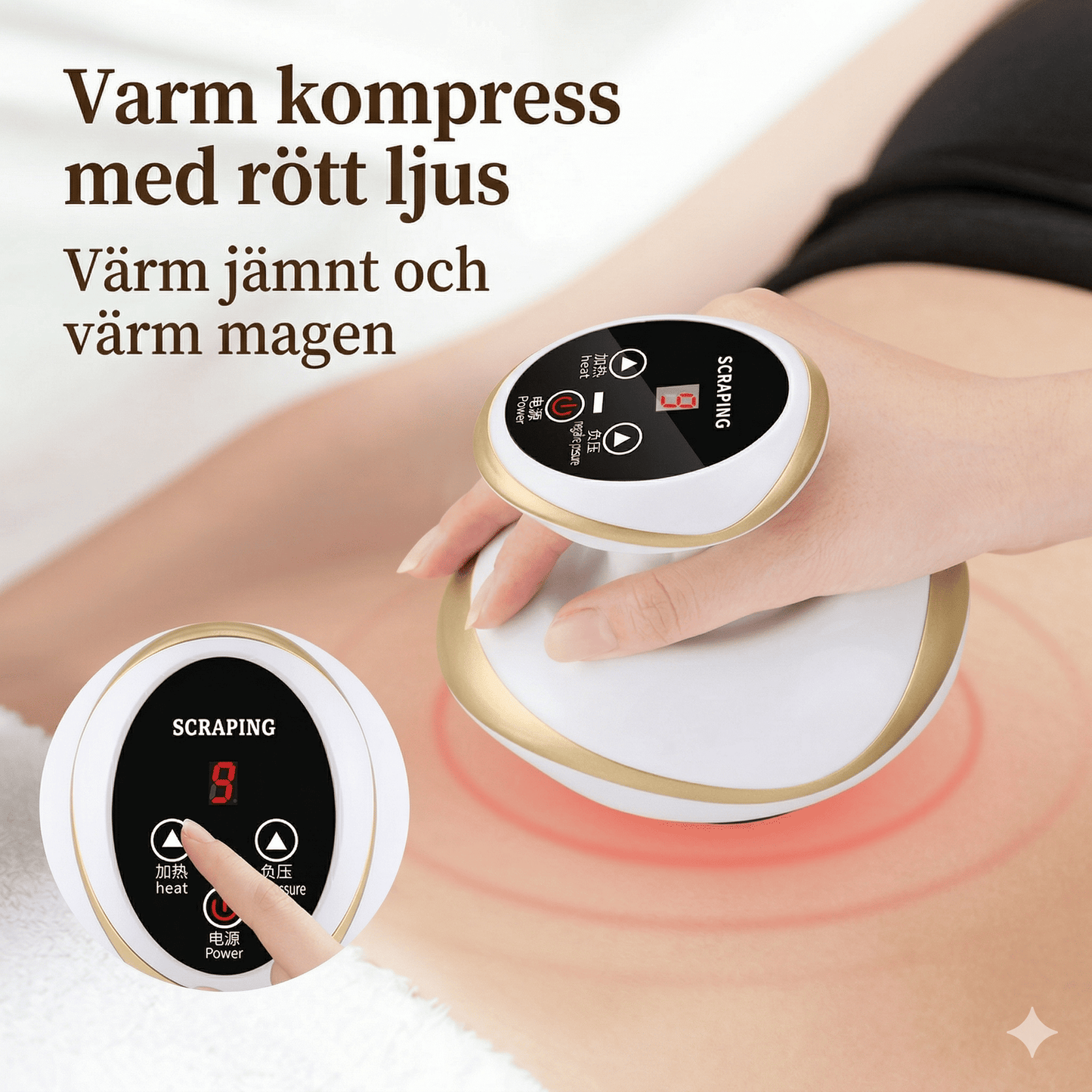 SculptWave – Elektrisk Guasha Koppningsmassageapparat med Värmefunktion, Vakuumsuction och Anti-Cellulitbehandling