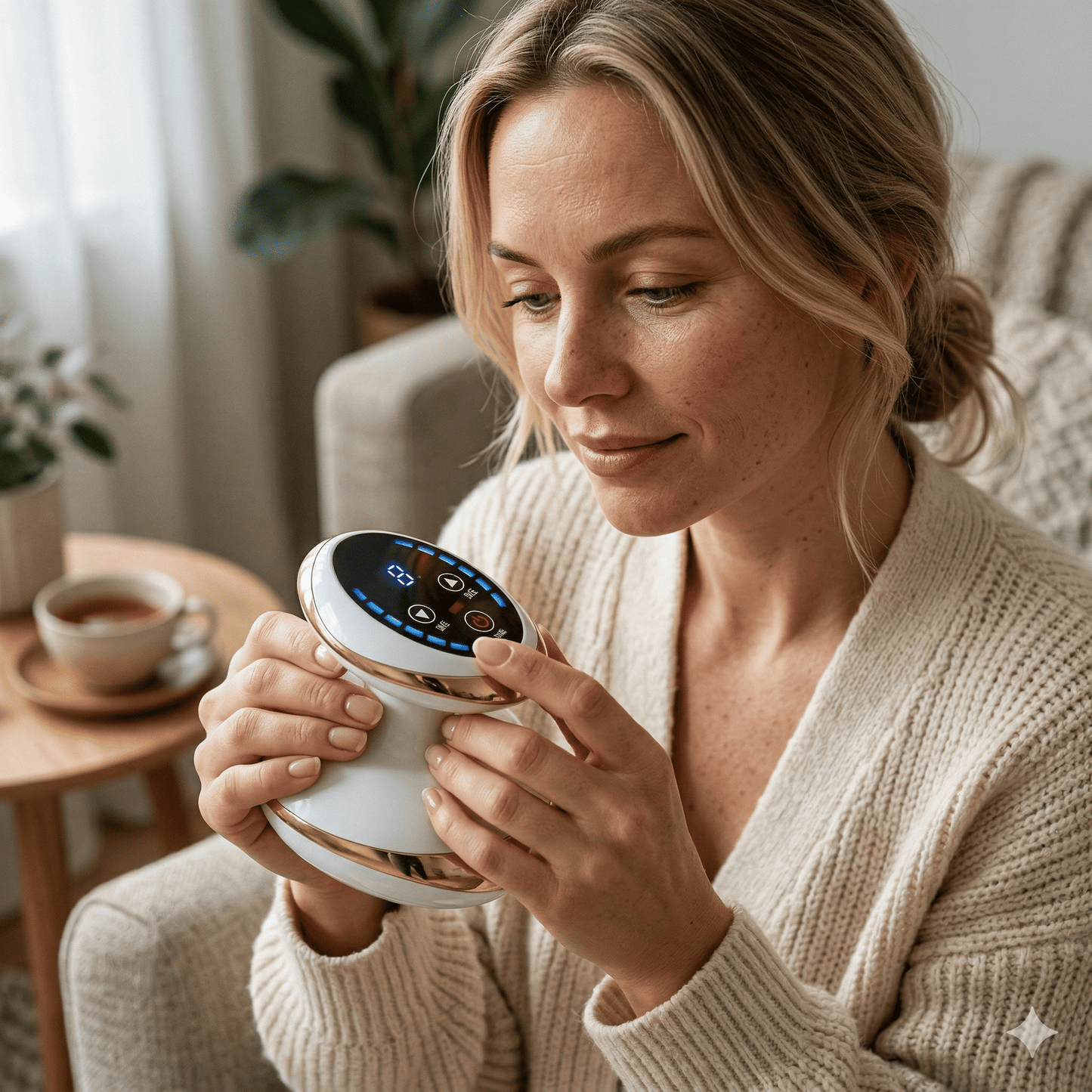 SculptWave – Elektrisk Guasha Koppningsmassageapparat med Värmefunktion, Vakuumsuction och Anti-Cellulitbehandling