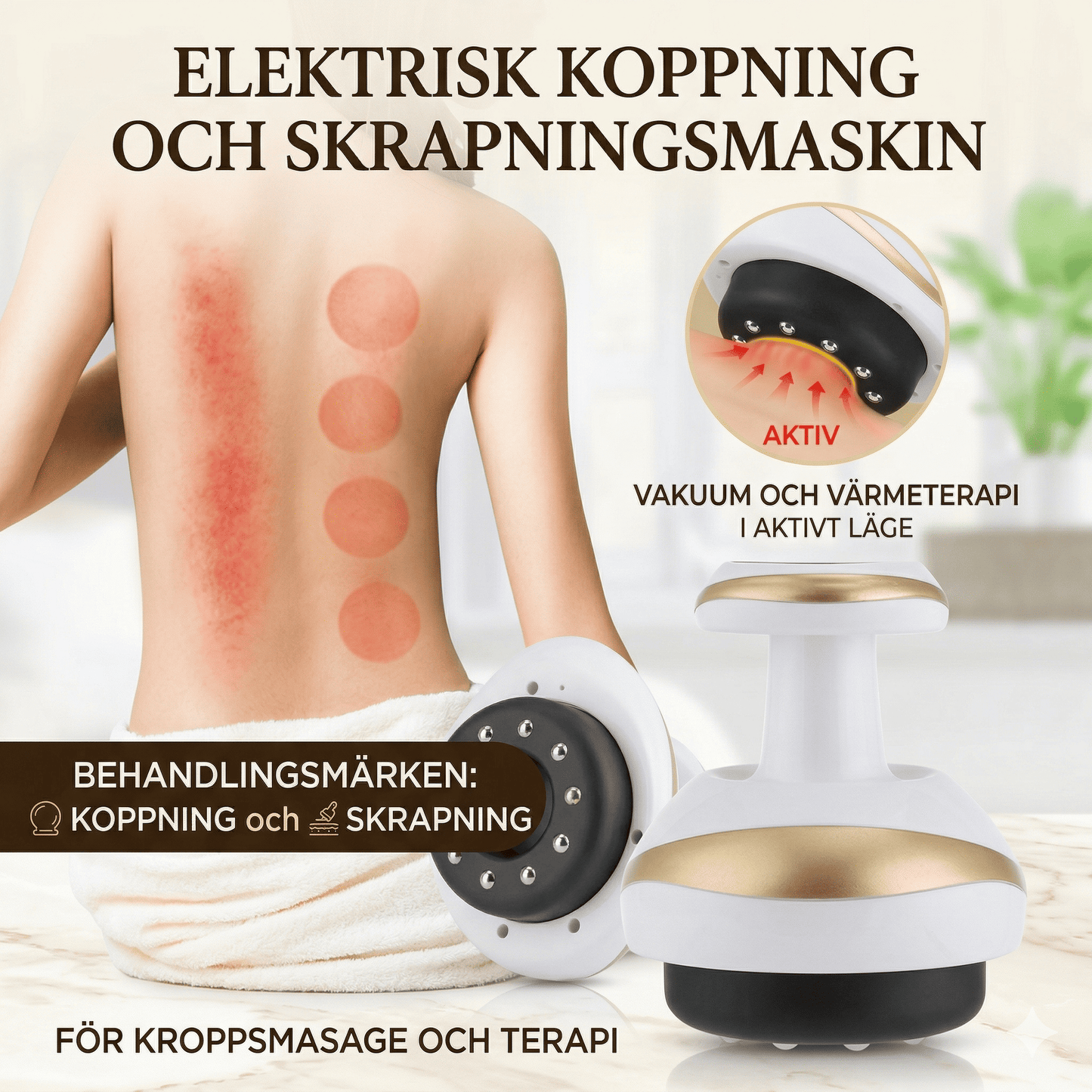 SculptWave – Elektrisk Guasha Koppningsmassageapparat med Värmefunktion, Vakuumsuction och Anti-Cellulitbehandling