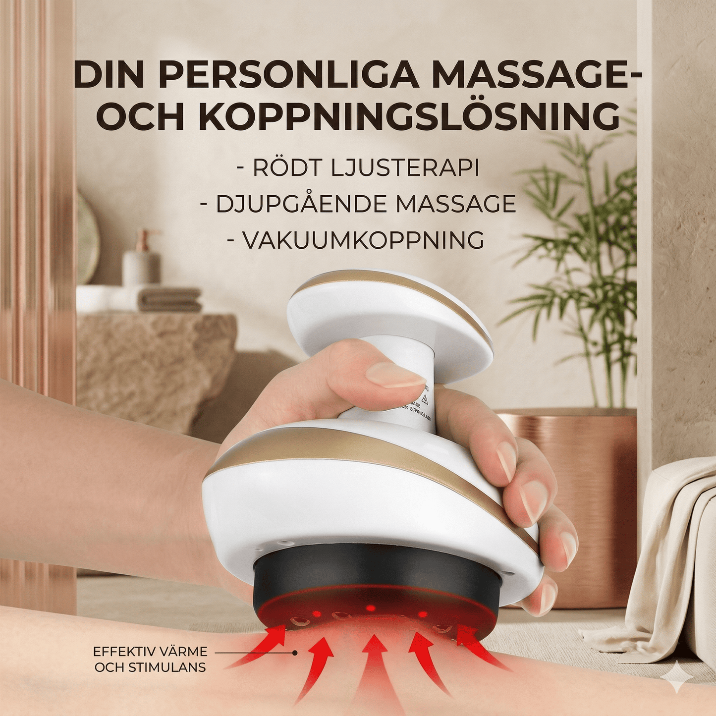SculptWave – Elektrisk Guasha Koppningsmassageapparat med Värmefunktion, Vakuumsuction och Anti-Cellulitbehandling