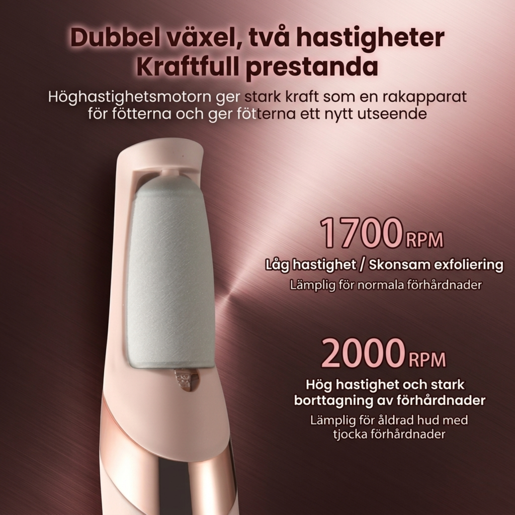 SilkFoot – Elektrisk Fotfil med LED-Ljus och USB-C Laddning – Smidig Hälslipare för Förhårdnader, Torr Hud och Spruckna Hälar Hemma