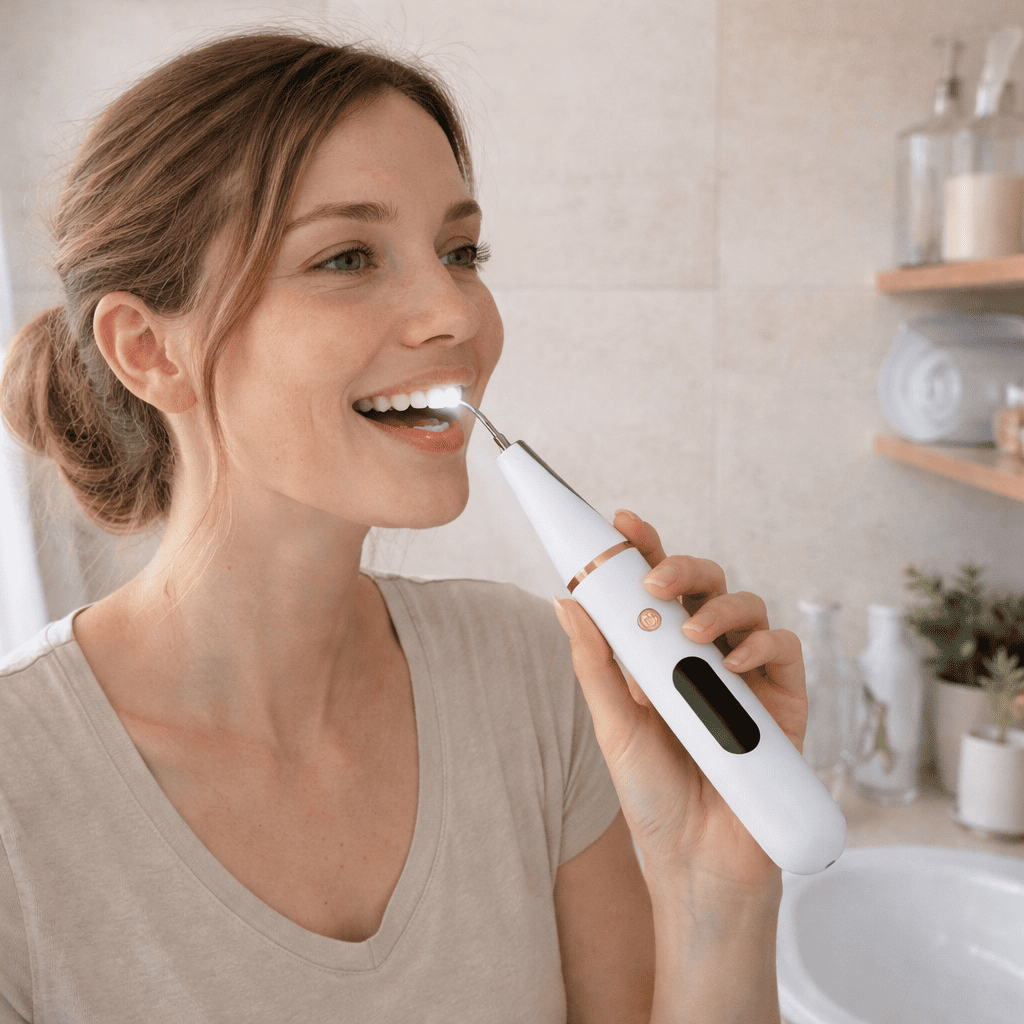 SmileClean – Ultrasonisk Tandstens- og Plakfjerner med LED-lys, 3 Rengøringstilstande og Genopladeligt Design til Hjemmebrug