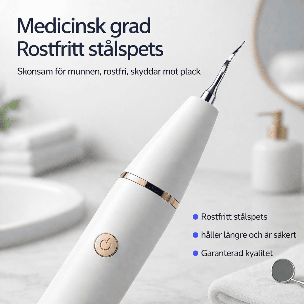 SmileClean – Ultrasonisk Tandstens- og Plakfjerner med LED-lys, 3 Rengøringstilstande og Genopladeligt Design til Hjemmebrug