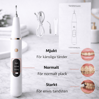 SmileClean – Ultrasonisk Tandstens- og Plakfjerner med LED-lys, 3 Rengøringstilstande og Genopladeligt Design til Hjemmebrug