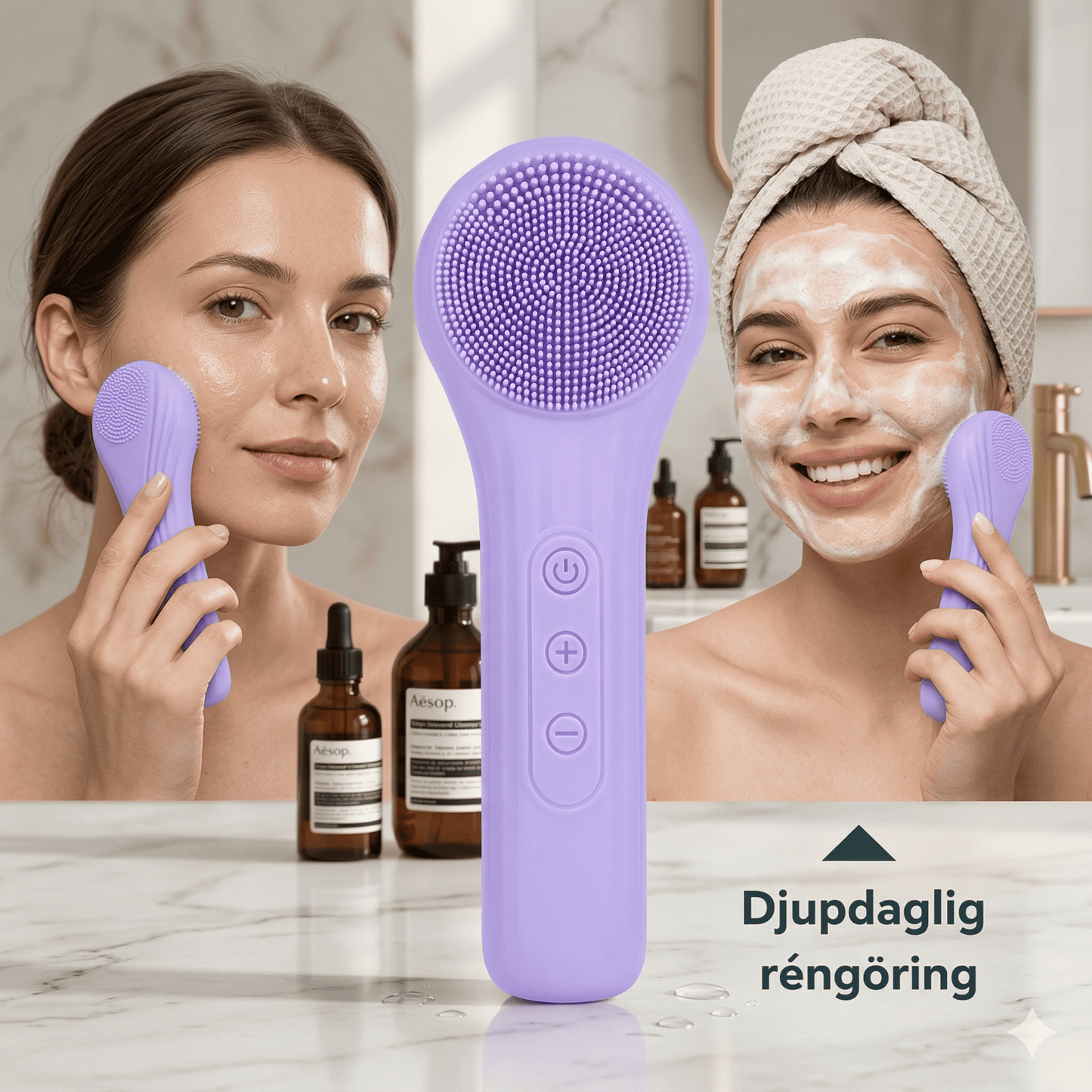 SonicGlow – Elektrisk Ansiktsrengjøringsbørste med Sonic-Vibrasjon og IPX7 Vanntett Design