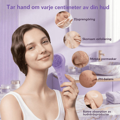 SonicGlow – Elektrisk Ansiktsrengjøringsbørste med Sonic-Vibrasjon og IPX7 Vanntett Design