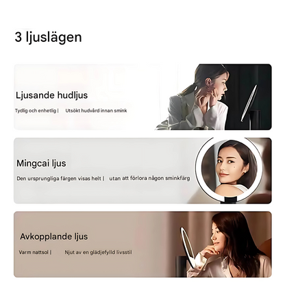 VelviLight - Oppladbart LED-sminkespeil med 97CRI fargegjengivelse og justerbart lys