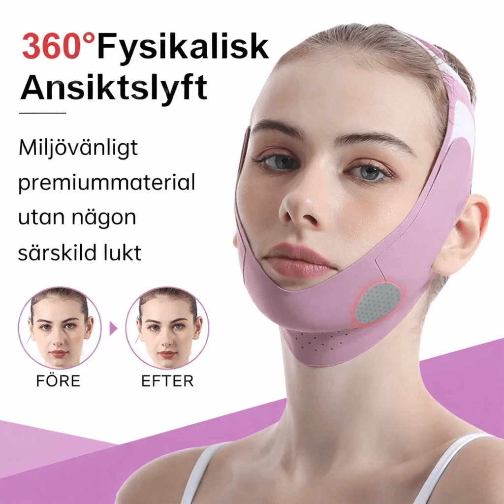 VShapeLift – V-Line Ansiktsbandage för Haka & Käklinje, Justerbart Face Shaping Band i Andningsbart Ice Silk-material