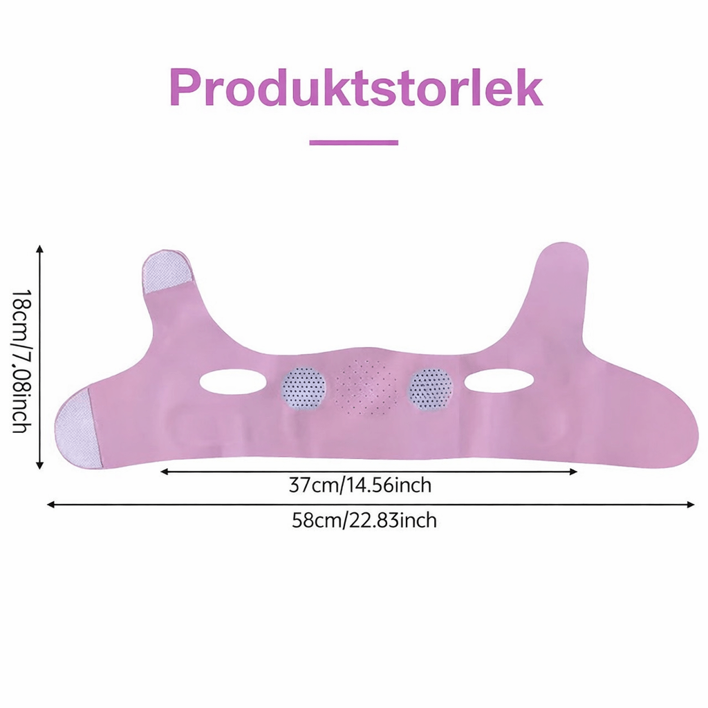 VShapeLift – V-Line Ansiktsbandage för Haka & Käklinje, Justerbart Face Shaping Band i Andningsbart Ice Silk-material