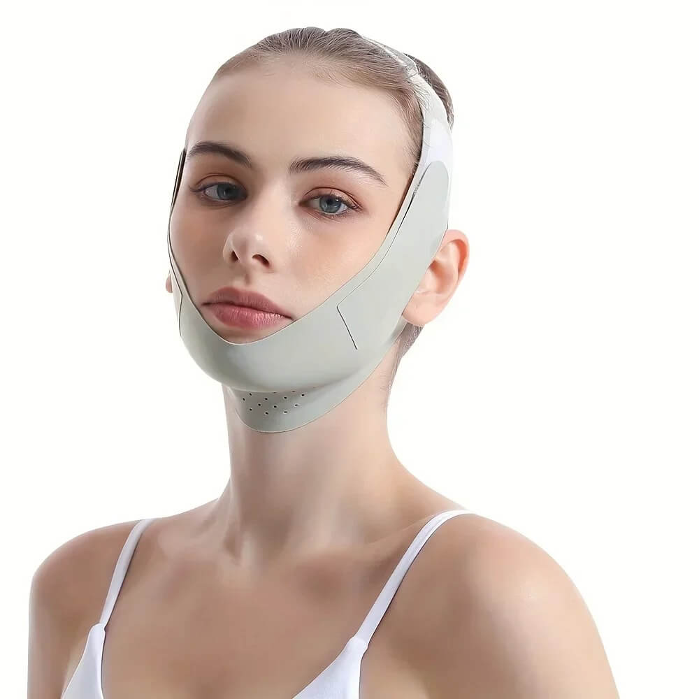 VShapeLift – V-Line Ansiktsbandage för Haka & Käklinje, Justerbart Face Shaping Band i Andningsbart Ice Silk-material