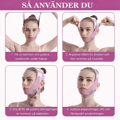 VShapeLift – V-Line Ansiktsbandage för Haka & Käklinje, Justerbart Face Shaping Band i Andningsbart Ice Silk-material