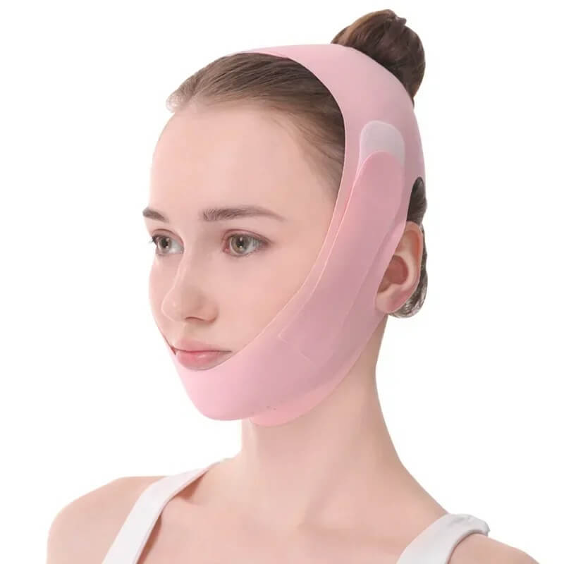 VShapeLift – V-Line Ansiktsbandage för Haka & Käklinje, Justerbart Face Shaping Band i Andningsbart Ice Silk-material