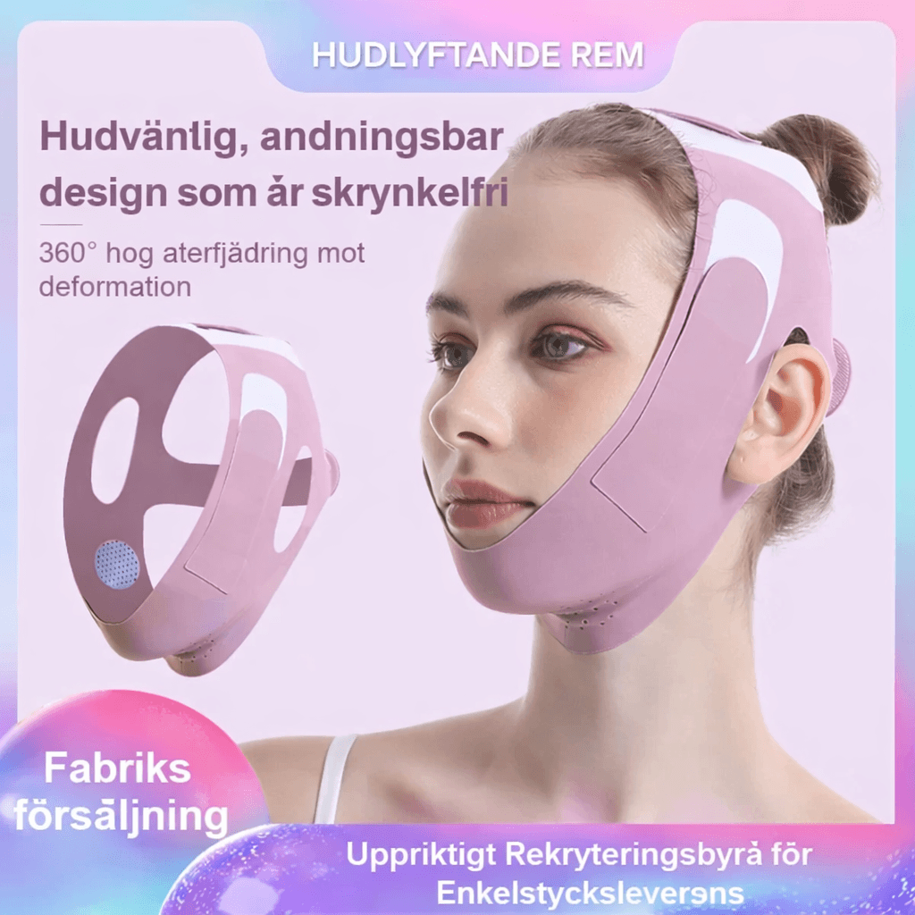 VShapeLift – V-Line Ansiktsbandage för Haka & Käklinje, Justerbart Face Shaping Band i Andningsbart Ice Silk-material