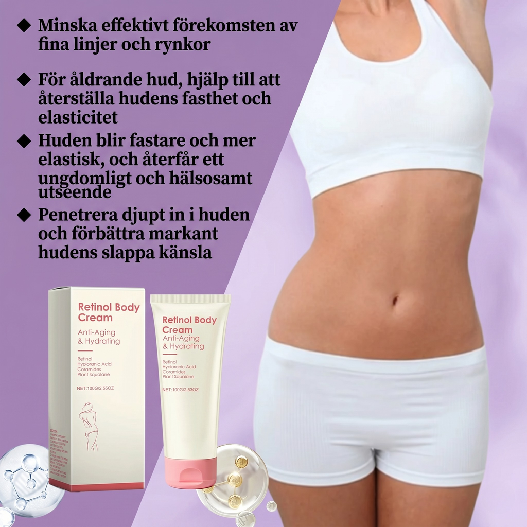VelvetFirm – Åtstramande Kroppskräm med Retinol, Hyaluronsyra, Ceramider och Plant Squalane