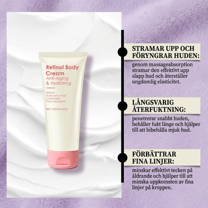 VelvetFirm – Åtstramande Kroppskräm med Retinol, Hyaluronsyra, Ceramider och Plant Squalane