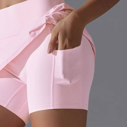 VibeStretch - Snabbtorkande Byxkjol med integrerade Skorts, Hög Midja med Mobilficka