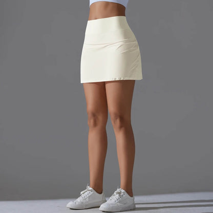 VibeStretch - Snabbtorkande Byxkjol med integrerade Skorts, Hög Midja med Mobilficka