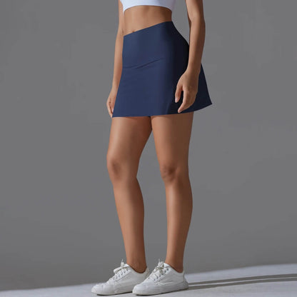 VibeStretch - Snabbtorkande Byxkjol med integrerade Skorts, Hög Midja med Mobilficka