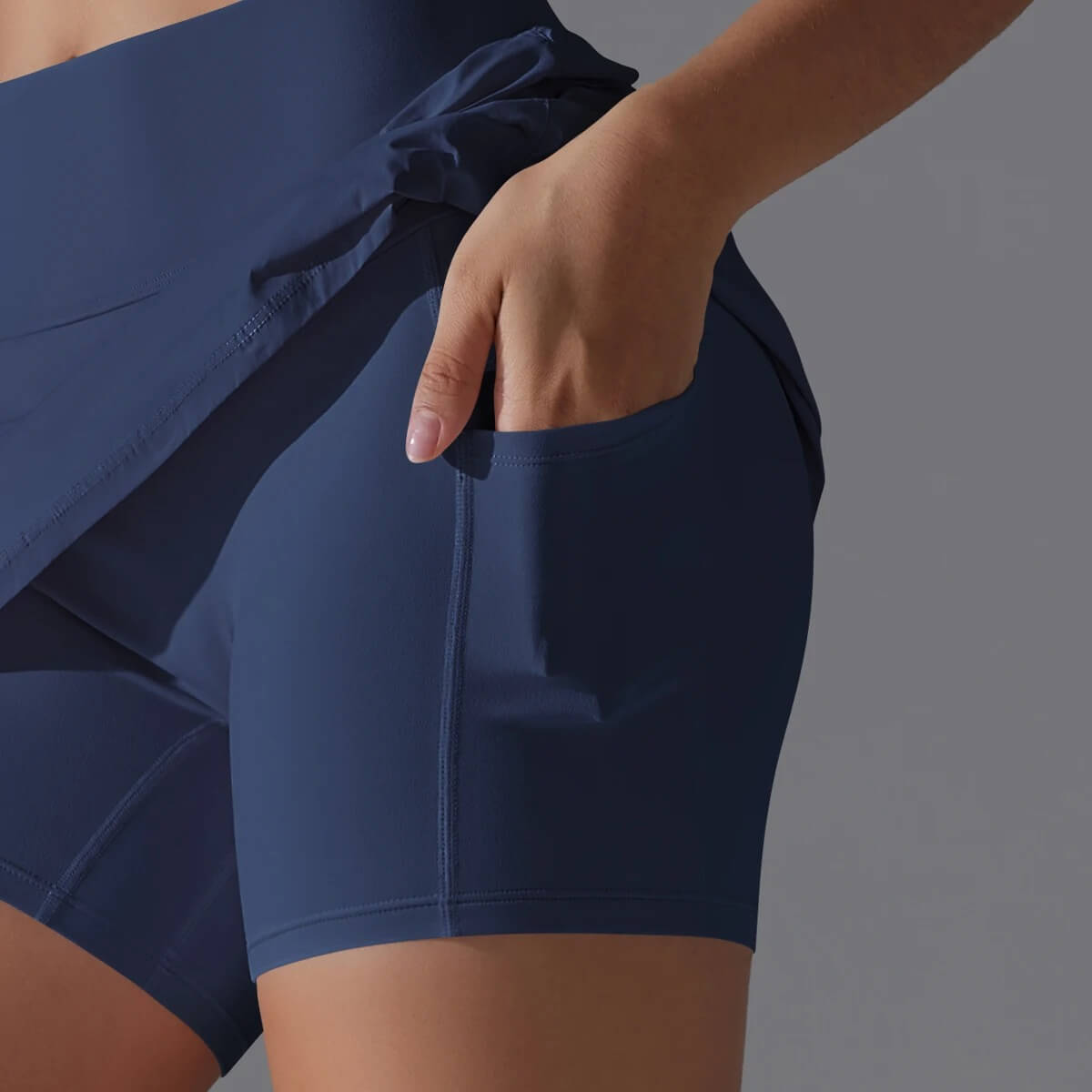 VibeStretch - Snabbtorkande Byxkjol med integrerade Skorts, Hög Midja med Mobilficka