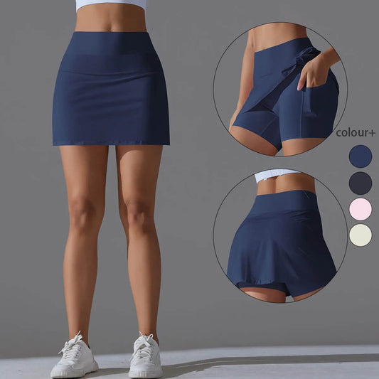 VibeStretch - Snabbtorkande Byxkjol med integrerade Skorts, Hög Midja med Mobilficka